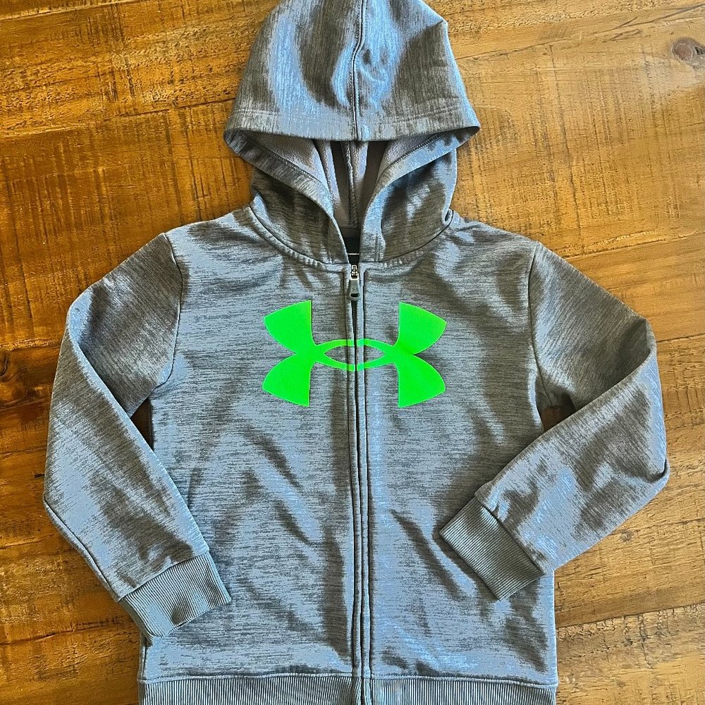Boys Under Armour Full Zip Jacket Size 6 in Grey/Green